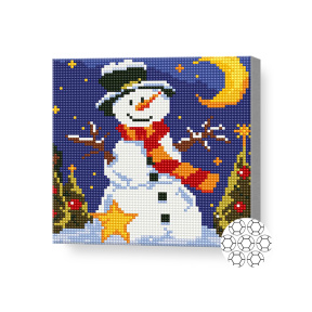 Mozaic cu diamante 20x20 cm Om de zăpadă în pădure