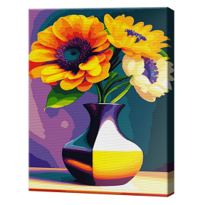 Floarea soarelui în vază, 40x50cm, pictură pe numere