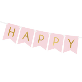 Banner Happy Birthday, roz deschis