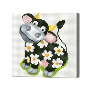 Văcuță din flori, 20x20 cm, mozaic cu diamante