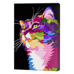 Motănaș multicolor, 20х30 cm, pictură pe numere