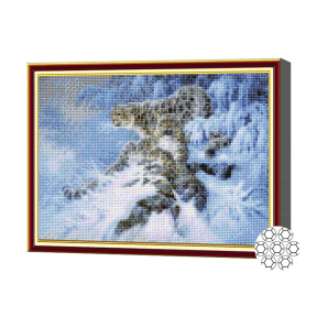 Leoparzii zăpezilor, 30x40 cm, mozaic cu diamante