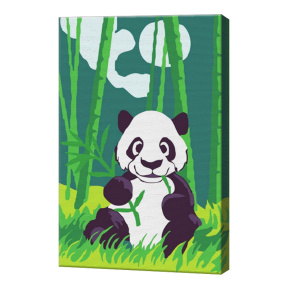 Panda cu bambus, 20х30 cm, pictură pe numere