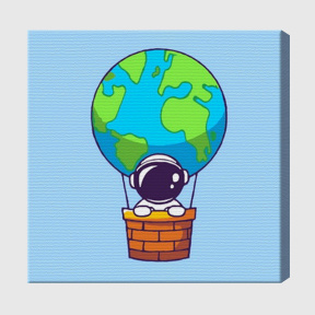Cosmonaut pe balon 20х20 cm, pictură pe numere