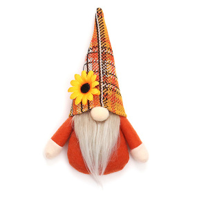 Figurină decorativă textilă Pitic, 18 cm, haină portocalie Halloween