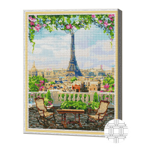 Mozaic cu diamante pătrate 40x50 cm. Terasă cu privire spre Turnul Eiffel