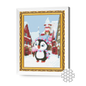 Mozaic cu diamante 20x30 cm. Pinguin cu înghețată