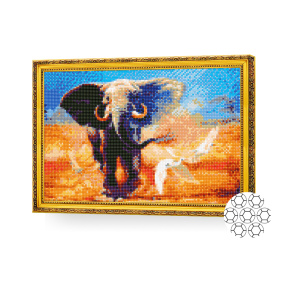 Mozaic cu diamante 30x40 cm. Elefant în savană