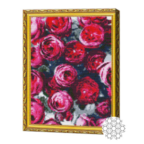 Алмазная мозаика 30x40 см. Малиновые цветы