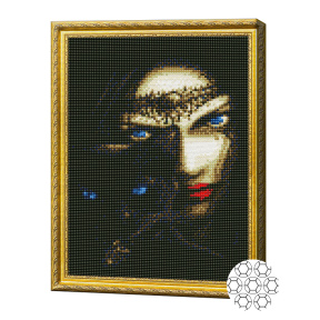 Mozaic cu diamante 30x40 cm. Vrăjitoarea și pisică
