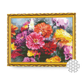 Mozaic cu diamante 40x50 cm. Crizanteme frumoase