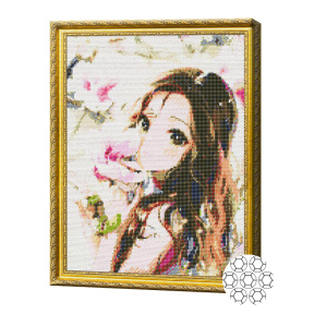 Mozaic cu diamante 40x50 cm. Japoneză cu o floare