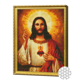 Mozaic cu diamante 40x50 cm. Inima Sfântă a lui Isus