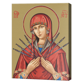 Семистрельная Икона Божией Матери, 40x50 см, картина по номерам