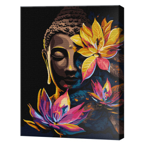 Buddha, vopsele metalic extra, 40x50cm, pictură pe numere