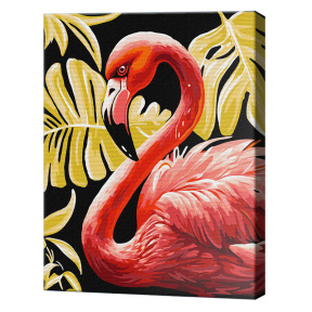 Flamingo grațios, vopsele metalic extra, 40x50cm, pictură pe numere