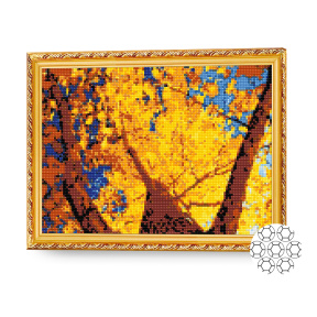 Frunziș galben 30x40 cm, mozaic cu diamante