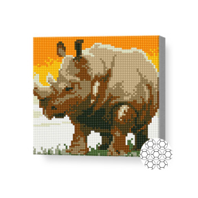 Носорог, 20x20 см, алмазная мозаика
