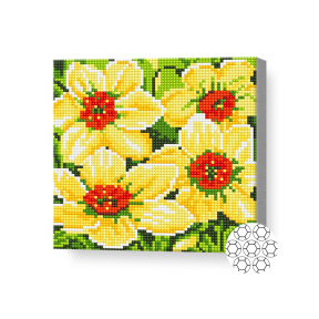 Narciși aprinși, 20x20 cm, mozaic cu diamante