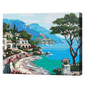 Coastă Italiei, 30x40 cm, pictură pe numere