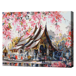 Templu tailandez, 30x40 cm, pictură pe numere