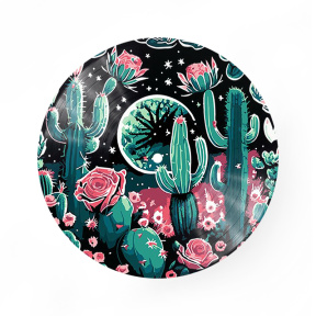 Cactuși sub cer înstelat, d=30 cm, vinil pe numere