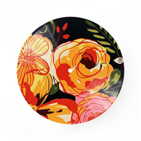 Flori roz-galbeni, d=30 cm, vinil pe numere